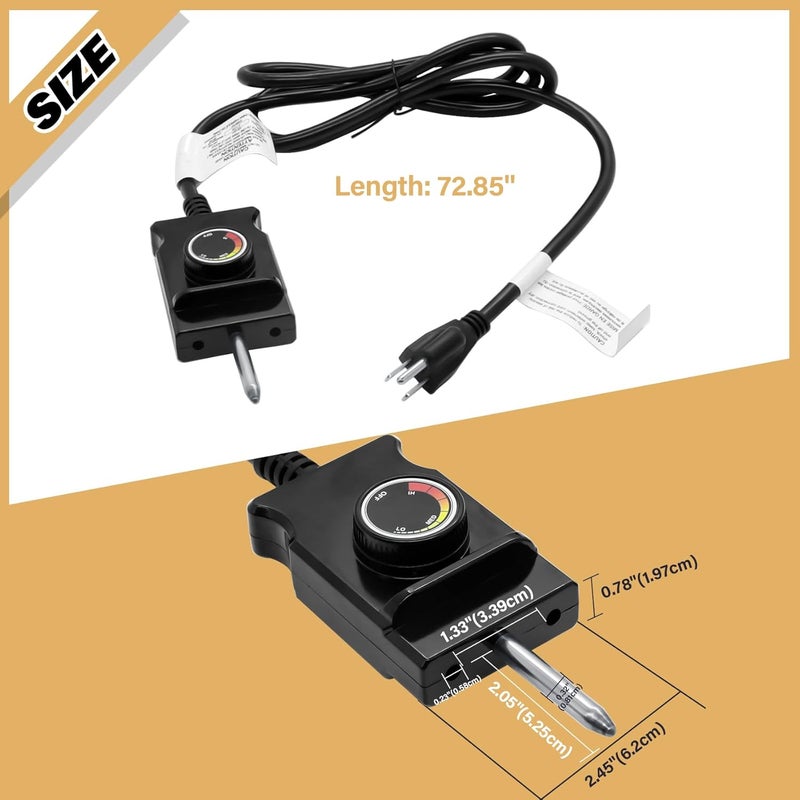 COMVIEE Adjustable Thermostat Controller Probe Cord for Masterbuilt Analog Electric Smokers, Thermostat Control with Power Cord Replacement Parts for Most Electric Smoker and Grills Heating Element - Image 4
